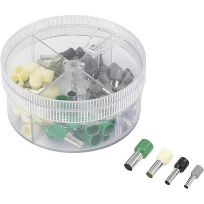 TRU COMPONENTS 739705 Assortiment adereindhulzen 4 mm², 6 mm², 10 mm², 16 mm² Deels geïsoleerd Grijs, Zwart, Ivoor, Groen 100 stuk(s)