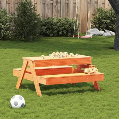 Picknicktafel met zandbak voor kinderen grenenhout wasbruin
