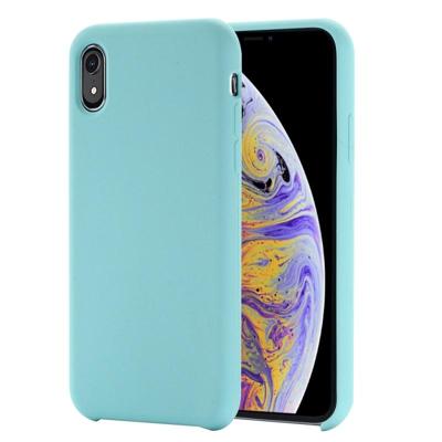 Vier hoeken volledige dekking vloeibare siliconen case voor iPhone XR (Baby Blue)