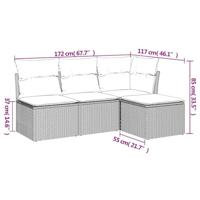 4-delige Loungeset met kussens poly rattan beige - thumbnail