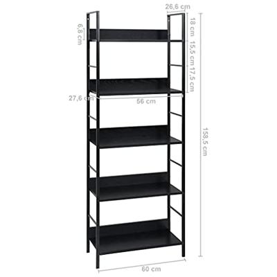 Boekenkast met 5 schappen 60x27,6x158,5 cm spaanplaat zwart