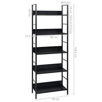 Boekenkast met 5 schappen 60x27,6x158,5 cm spaanplaat zwart - thumbnail