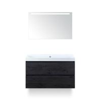Maxx XL Badmeubelset 100 cm - Black Oak - Wastafel Just Zonder kraangat - met LED Spiegel - thumbnail
