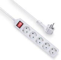 ACT AC2455 Stekkerdoos 5 Sockets - Kinderbeveiliging - Aan/uit Schakelaar - Wit - 1,5 meter - thumbnail