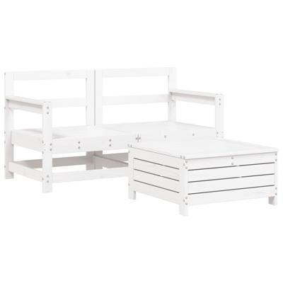 3-delige Loungeset massief grenenhout wit