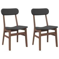 Eetkamerstoelen met kussens 2 st massief hout rubber bruin - thumbnail