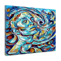 Schilderij - Menselijke gelijkenis weergegeven met abstracte kleurvakken, 2 maten, print op canvas - thumbnail