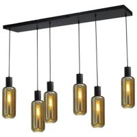 Masterlight Zwarte hanglamp eetkamerBounty 6-lichts cilindrisch glas - 2471-05-05-130-25-65 - thumbnail