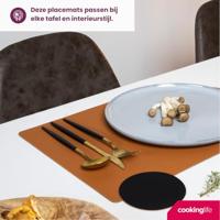 Cookinglife Placemats - Dubbelzijdig - Vegan leer - Cognac / Zwart 46 x 33 cm - 6 Stuks - thumbnail
