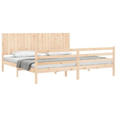 Bedframe met hoofdbord massief hout 200x200 cm