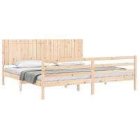 Bedframe met hoofdbord massief hout 200x200 cm - thumbnail