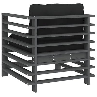 Tuinstoelen 2 st met kussens massief grenenhout grijs Tuinstoelen 2 st met kussens massief grenenhout grijs