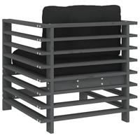 Tuinstoelen 2 st met kussens massief grenenhout grijs - thumbnail