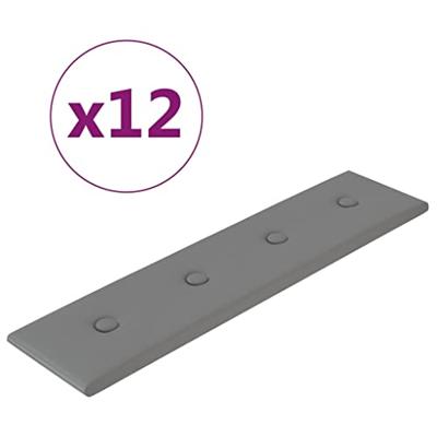 VidaXL Wandpanelen 12 st 1,08 m² 60x15 cm kunstleer grijs - thumbnail