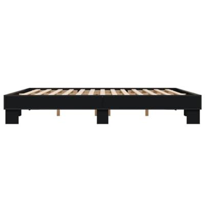 Bedframe bewerkt hout metaal zwart 200x200 cm