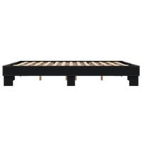 Bedframe bewerkt hout metaal zwart 200x200 cm - thumbnail