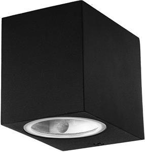 Enzo Wandlamp | aluminium | 1xGU10 | IP44 | zwart | vierkant - 5086007