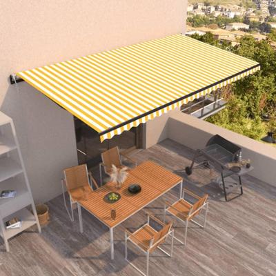 Luifel automatisch uittrekbaar 600x350 cm geel en wit