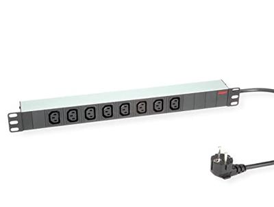 ROLINE 19 stekkerdoos 8-voudig C13 + geaarde stekker, Aluminium, 2 m