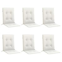 Stoelkussens 6 st lage rug 100x50x4 cm stof gemleerd crme - thumbnail