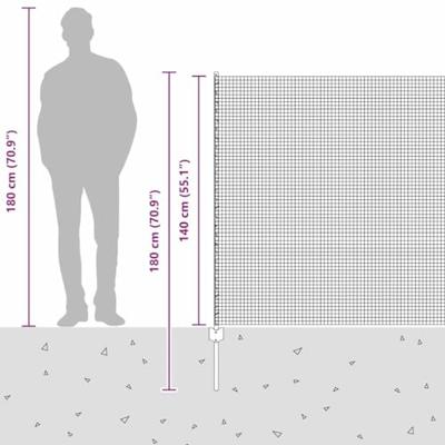 VidaXL Hek met paal zilver 1,4 x 10 m staal