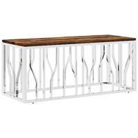 Salontafel roestvrij staal en massief hergebruikt hout - thumbnail