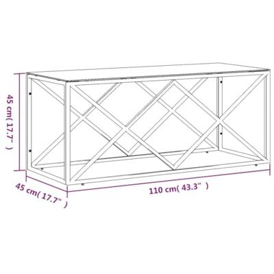 Salontafel 110x45x45 cm roestvrij staal en glas