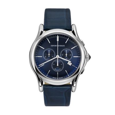 Horlogeband Armani ARS4010 / ARS3019 Leder Blauw 22mm