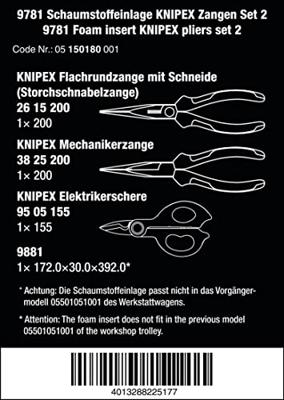 Wera 9781 Schuimrubberen inzetstuk met KNIPEX tangen Set 2, 3-delig - 05150181001