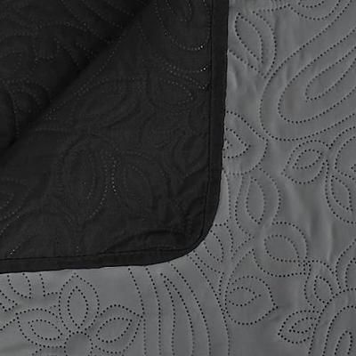 Bedsprei dubbelzijdig 230x260 cm quilt grijs en zwart Bedsprei dubbelzijdig 230x260 cm quilt grijs en zwart