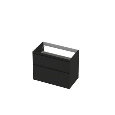 INK - Onderkast 2 Laden Greeploos Gelakt 45gr A-symmetrisch - 800x450x650 Mm - Mat Zwart