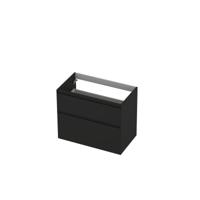 INK - Onderkast 2 Laden Greeploos Gelakt 45gr A-symmetrisch - 800x450x650 Mm - Mat Zwart - thumbnail
