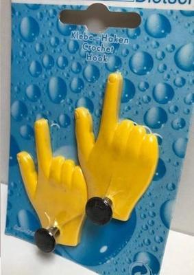 Universele handdoekhaken zelfklevend (setje van 2) handjes geel Universele handdoekhaken zelfklevend (setje van 2) handjes geel