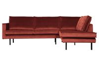 BePureHome Hoekbank 'Rodeo' Rechts, Velvet, kleur Chestnut - thumbnail
