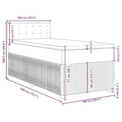 Boxspring met matras stof lichtgrijs 100x200 cm