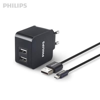 Philips Ultrasnelle wandoplader met 2 USB-poorten en 1 micro USB-kabel Philips Ultrasnelle wandoplader met 2 USB-poorten en 1 micro USB-kabel