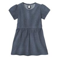 Jurk met korte mouw, jeansblauw-gestreept 122/128 - thumbnail