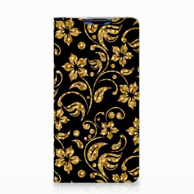 Huawei P30 Smart Cover Gouden Bloemen Huawei P30 Smart Cover Gouden Bloemen