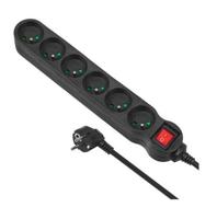 Maclean MCE225 power uitbreiding 1,5 m 6 AC-uitgang(en) Binnen Zwart - thumbnail