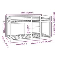 Stapelbedframe zonder matras massief grenenhout 90x200 cm - thumbnail