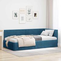 Hoekbedframe met hoofdeinde Blauw 100 x 200 cm Fluweel - thumbnail