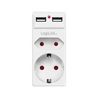 LogiLink PA0276 Contactdoos Met USB-laaduitgang, Aanraakbeveiliging, Overspanningsbeveiliging IP20 Wit - thumbnail