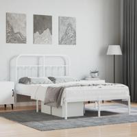 Bedframe met hoofdbord metaal wit 120x200 cm - thumbnail