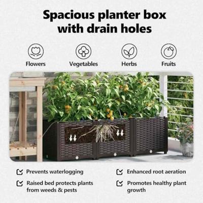 VidaXL Tuin bloempot 3 pcs bruin staal VidaXL Tuin bloempot 3 pcs bruin staal