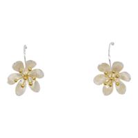 Oorhangers met zilveren Haken - Bloemen Wit-Goudkleurig - thumbnail