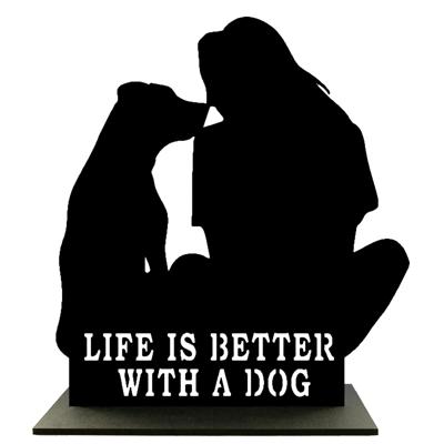 Houten Standaard - Vrouw met Hond - Pillow Buddies