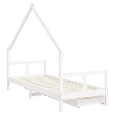 Kinderbedframe met lades 80x200 cm massief grenenhout wit