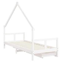 Kinderbedframe met lades 80x200 cm massief grenenhout wit - thumbnail