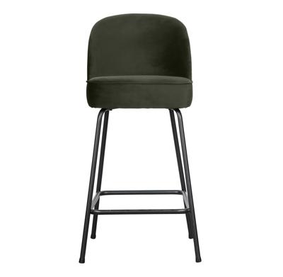 WOOOD Barstoel 'Vogue' Velvet, kleur Donkergroen (zithoogte 64cm)
