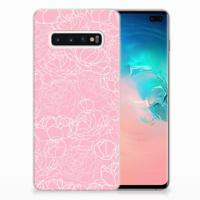 Samsung Galaxy S10 Plus | TPU Case | White Flowers - thumbnail